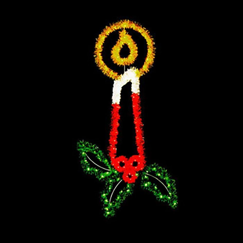 11' Candle With Holly, LED 1 11' Candle With Holly, LED
