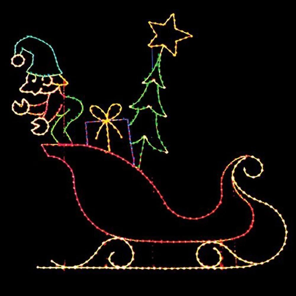 18' Elf And Sleigh, LED 1 18' Elf And Sleigh, LED