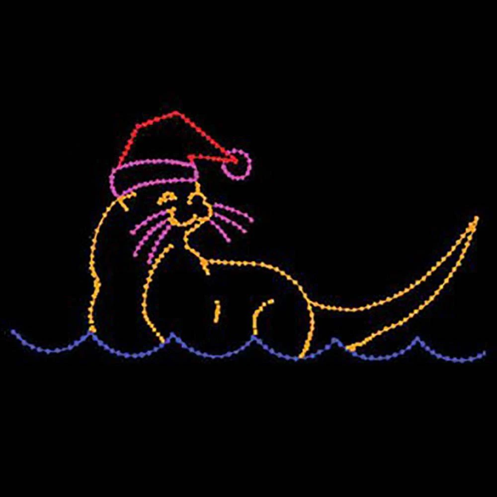 8' X 15' Sea Otter With Santa Hat, LED 1 8' X 15' Sea Otter With Santa Hat, LED