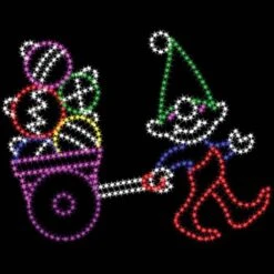 9' Elf Pulling Ornaments, LED