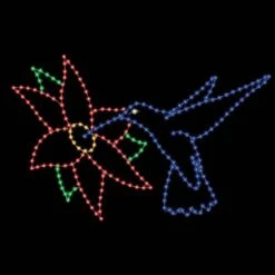 8' X 12' Hummingbird With Poinsettia, LED