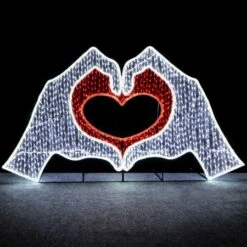 7' 2D LED Hearts With Hands