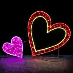 5.5' 2D LED Hearts - Red And Pink Twinkle