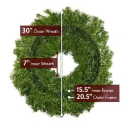 30" Unlit Deluxe Oregon Fir Wreath - Bow Option Available -Twinkly Trees Shop 30 dof back diagram 1