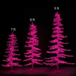 11' Ice Sculpture Christmas Tree - Pink -Twinkly Trees Shop 3d 11006 pk 3d 11007 pk 3d 11008 pk labeled