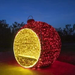 8.10' 3D Christmas Ornament - Warm White And Red - Photo Op Display -Twinkly Trees Shop 3d 11021 c