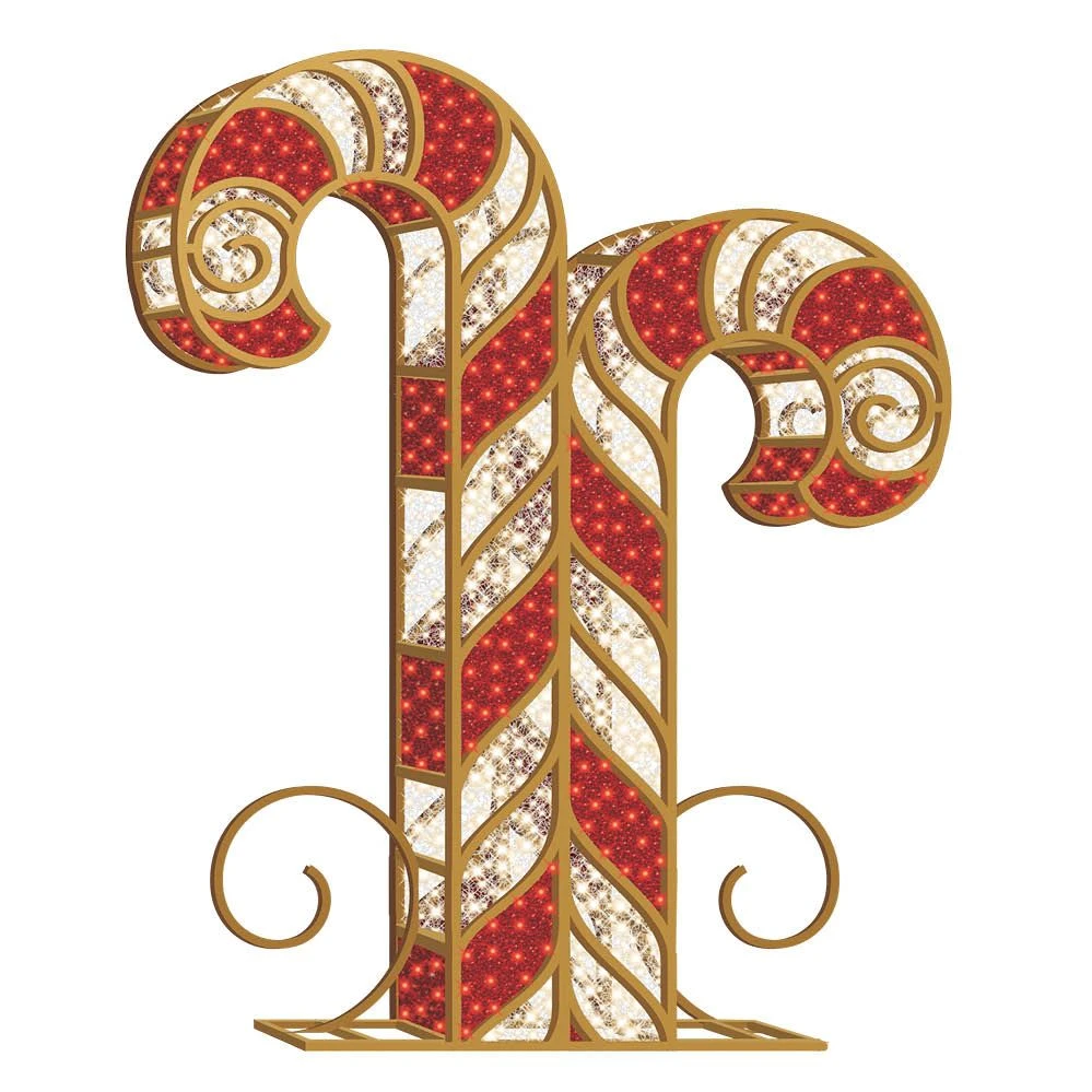 9' 3D LED Candy Cane - Red & Warm White 2 9' 3D LED Candy Cane - Red & Warm White - Image 2