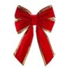 18" Red Velvet With Gold Trim Christmas Bow