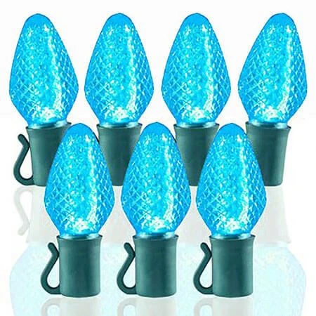 26 Light Aqua C7 LED Christmas Lights - 8" Spacing 1 26 Light Aqua C7 LED Christmas Lights - 8" Spacing