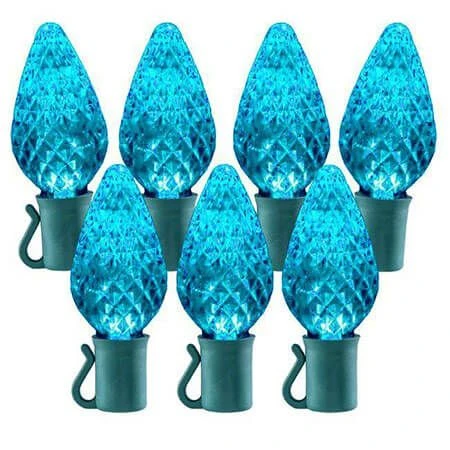 26 Light Aqua C9 LED Christmas Lights - 8" Spacing 1 26 Light Aqua C9 LED Christmas Lights - 8" Spacing