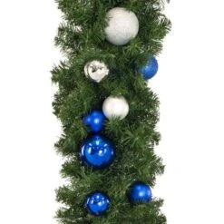 Decorated 9' X 14" Garland Unlit, Blue And Silver 7 Decorated 9' X 14" Garland Unlit, Blue And Silver -Twinkly Trees Shop dg 914 bs c