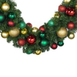 Decorated - 9' X 14" Oregon Fir Garland - Unlit - DELUXE Colors Of The Holiday -Twinkly Trees Shop dg 914 del coth crop