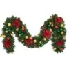 Decorated 9' X 14" Garland Unlit, Elegant Poinsettia