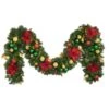 Decorated 9' X 14" Garland Lit, Elegant Poinsettia