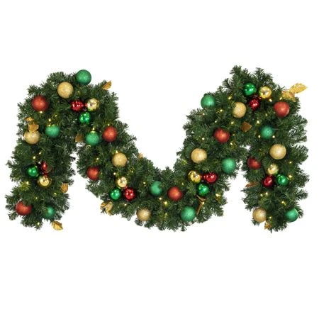 Decorated 9' X 14" Garland Lit, Traditional 1 Decorated 9' X 14" Garland Lit, Traditional