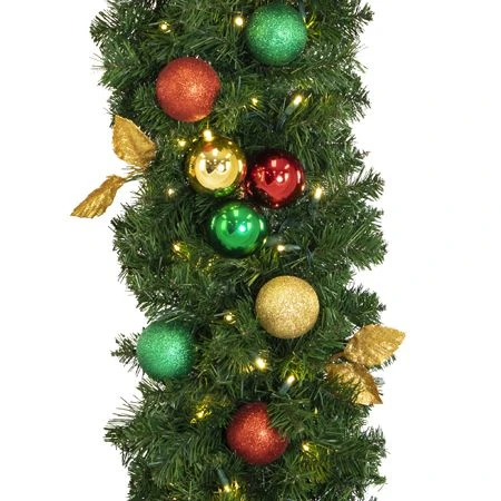 Decorated 9' X 14" Garland Lit, Traditional 3 Decorated 9' X 14" Garland Lit, Traditional - Image 3
