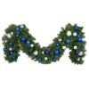 Decorated 9' X 18" Garland Unlit, Blue And Silver