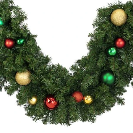 Decorated 9' X 18" Garland Unlit, Colors Of The Holiday 2 Decorated 9' X 18" Garland Unlit, Colors Of The Holiday - Image 2