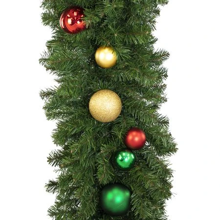 Decorated 9' X 18" Garland Unlit, Colors Of The Holiday 3 Decorated 9' X 18" Garland Unlit, Colors Of The Holiday - Image 3