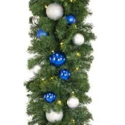 Decorated 9' X 18" Garland Lit, Blue And Silver 7 Decorated 9' X 18" Garland Lit, Blue And Silver -Twinkly Trees Shop dg 918 led bs c
