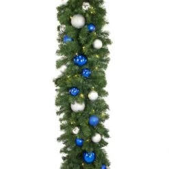 Decorated 9' X 18" Garland Lit, Blue And Silver 8 Decorated 9' X 18" Garland Lit, Blue And Silver -Twinkly Trees Shop dg 918 led bs d