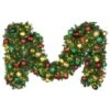 Decorated - 9' X 18" Oregon Fir Garland - LED - DELUXE Colors Of The Holiday