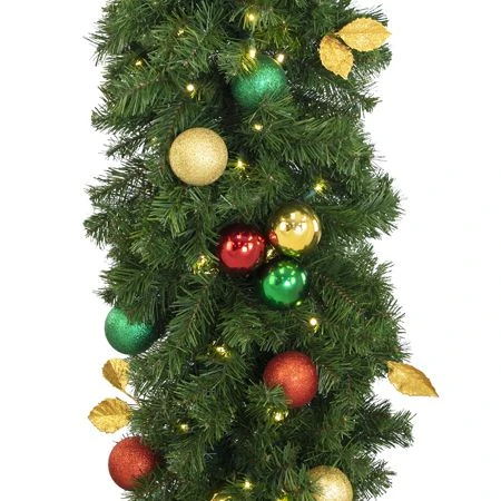 Decorated 9' X 18" Garland Lit, Traditional 3 Decorated 9' X 18" Garland Lit, Traditional - Image 3