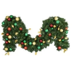 Decorated 9' X 18" Garland Unlit, Traditional