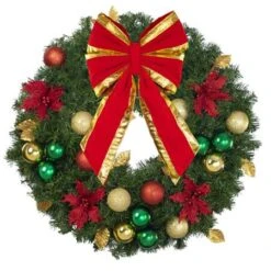 30" Unlit Decorated Wreath - Elegant Poinsettia - Bow Option Available 5 30" Unlit Decorated Wreath - Elegant Poinsettia - Bow Option Available -Twinkly Trees Shop dw 30 ep b vb 8 rgt 1