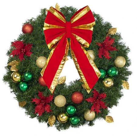 30" Unlit Decorated Wreath - Elegant Poinsettia - Bow Option Available 3 30" Unlit Decorated Wreath - Elegant Poinsettia - Bow Option Available - Image 3