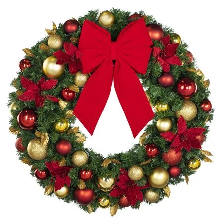 36" Unlit Decorated Wreath - DELUXE Royal Poinsettia - Bow Option Available 3 36" Unlit Decorated Wreath - DELUXE Royal Poinsettia - Bow Option Available - Image 3