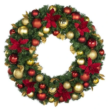 36" Unlit Decorated Wreath - DELUXE Royal Poinsettia - Bow Option Available 1 36" Unlit Decorated Wreath - DELUXE Royal Poinsettia - Bow Option Available