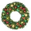 36" Lit LED Warm White Decorated Wreath - DELUXE Colors Of The Holidays - Bow Option Available