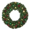 48" Lit LED Warm White Decorated Wreath - Colors Of The Holidays - Bow Option Available