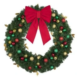48" Unlit Decorated Wreath - Traditional Décor - Bow Option Available -Twinkly Trees Shop dw 48 t b vb 18 r
