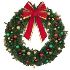 48" Unlit Decorated Wreath - Traditional Décor - Bow Option Available -Twinkly Trees Shop dw 48 t b vb 18 rgt