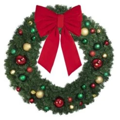 60" Unlit Decorated Wreath - Colors Of The Holidays - Bow Option Available -Twinkly Trees Shop dw 60 coth b vb 24 r