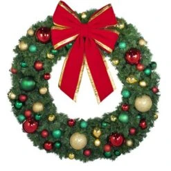 60" Unlit Decorated Wreath - DELUXE Colors Of The Holiday - Bow Option Available -Twinkly Trees Shop dw 60 del coth b vb 24 rgt