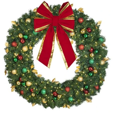 60" Lit LED Warm White Decorated Wreath - Traditional Décor - Bow Option Available 2 60" Lit LED Warm White Decorated Wreath - Traditional Décor - Bow Option Available - Image 2