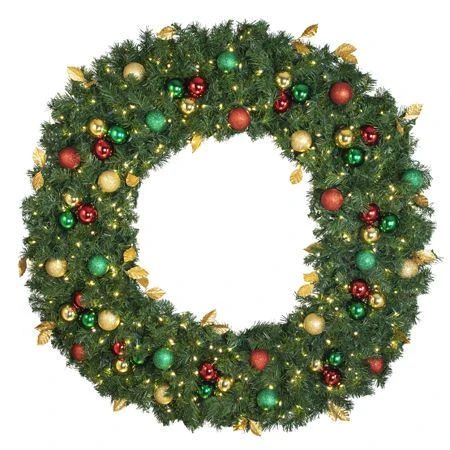 60" Lit LED Warm White Decorated Wreath - Traditional Décor - Bow Option Available 1 60" Lit LED Warm White Decorated Wreath - Traditional Décor - Bow Option Available