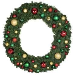 72" Unlit Decorated Wreath - Colors Of The Holidays - Bow Option Available
