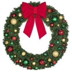 72" Unlit Decorated Wreath - Colors Of The Holidays - Bow Option Available 7 72" Unlit Decorated Wreath - Colors Of The Holidays - Bow Option Available -Twinkly Trees Shop dw 72 coth b vb 24 r