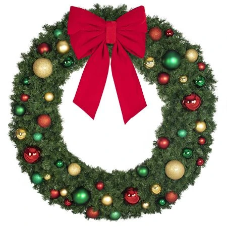 72" Unlit Decorated Wreath - Colors Of The Holidays - Bow Option Available 4 72" Unlit Decorated Wreath - Colors Of The Holidays - Bow Option Available - Image 4