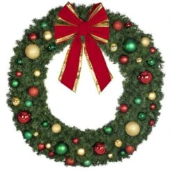 72" Unlit Decorated Wreath - Colors Of The Holidays - Bow Option Available 6 72" Unlit Decorated Wreath - Colors Of The Holidays - Bow Option Available -Twinkly Trees Shop dw 72 coth b vb 24 rgt
