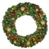 72" Lit LED Warm White Decorated Wreath - DELUXE Colors Of The Holidays - Bow Option Available