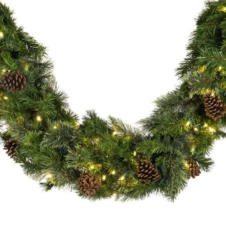 4 1/2' X 14" Mixed Pine Garland, Lit 1 4 1/2' X 14" Mixed Pine Garland, Lit