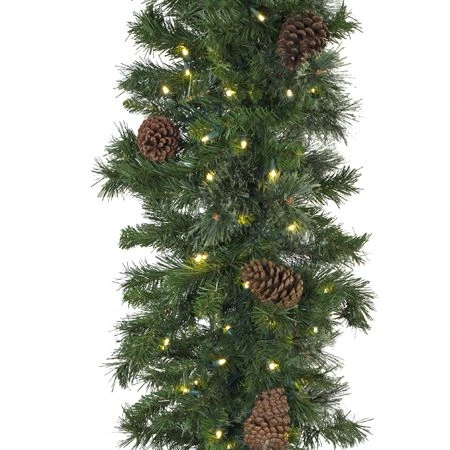 9' X 14" Mixed Pine Garland, Lit 3 9' X 14" Mixed Pine Garland, Lit - Image 3