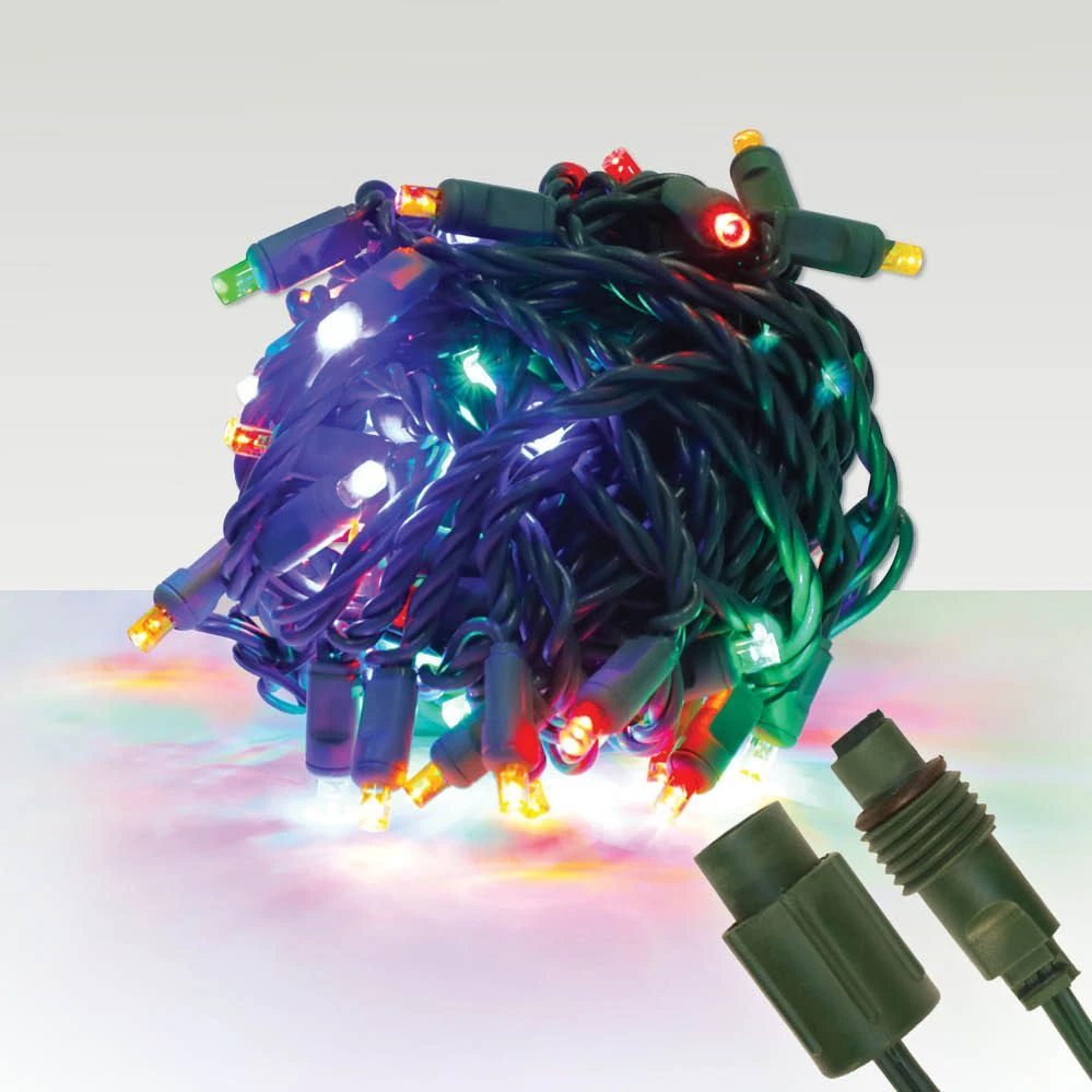 Wide Angle Conical - 4" Spacing, 70 Bulb, Grn Cord, UL Coaxial RY Plug - Full Wave - Multi - Balled 1 Wide Angle Conical - 4" Spacing, 70 Bulb, Grn Cord, UL Coaxial RY Plug - Full Wave - Multi - Balled