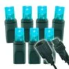 Wide Angle Conical - 4" Spacing, 70 Bulb, Green Cord, UL Coaxial RY Plug - 22 Gauge - Full Wave - Aqua