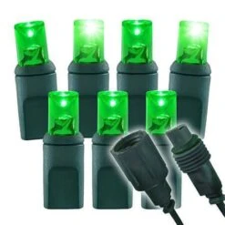 1/5 Strobing Wide Angle Conical LED - 4" Spacing, 70 Bulb, Grn Cord, UL Coaxial RY Plug - Full Wave - Green